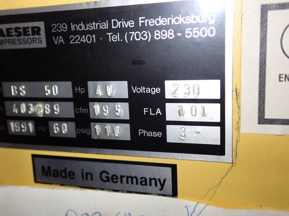 Kaeser 40 Hp Air Compressor - Es 50