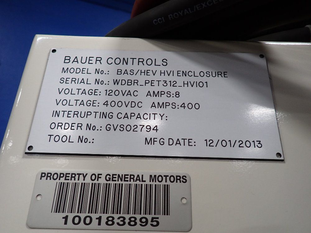 Bauer Battery Test System - Bas/hasvhvi Enclosure