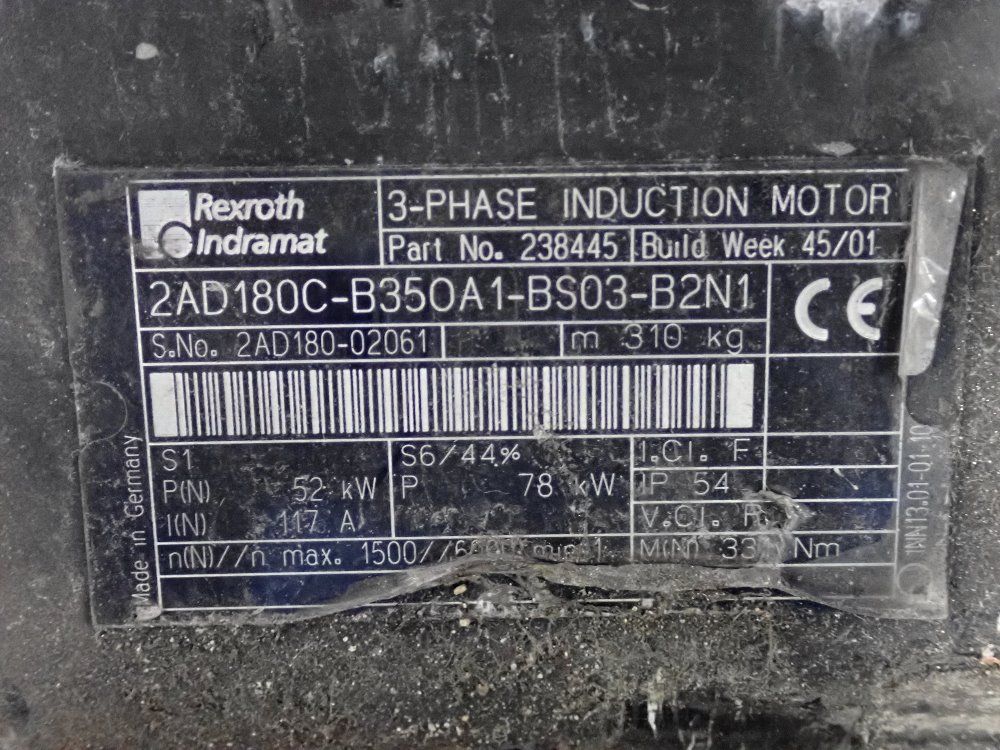 Rexroth Induction Motor - 2ad180c-b350a1-bs03-b2n1