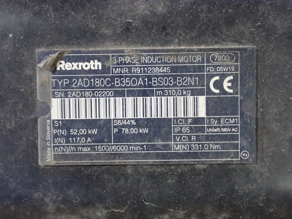 Rexroth Induction Motor - 2ad180c-b350a1-bs03-b2n1