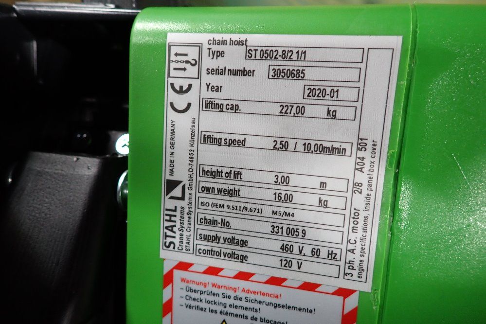 Stahl 22700 Kg Chain Hoist - St0502-8/21/1