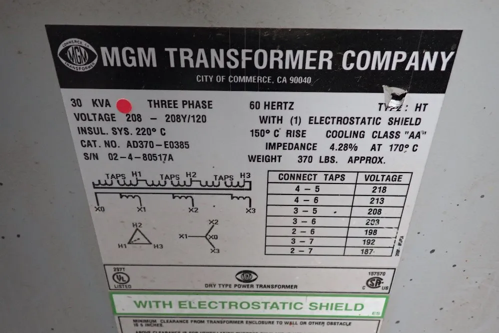 Mgm 30 Kva Transformer - Ad370-e0385