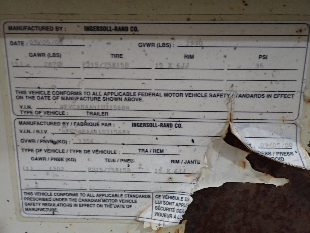 Ingersoll Rand 150psi Diesel Compressor - P185wir