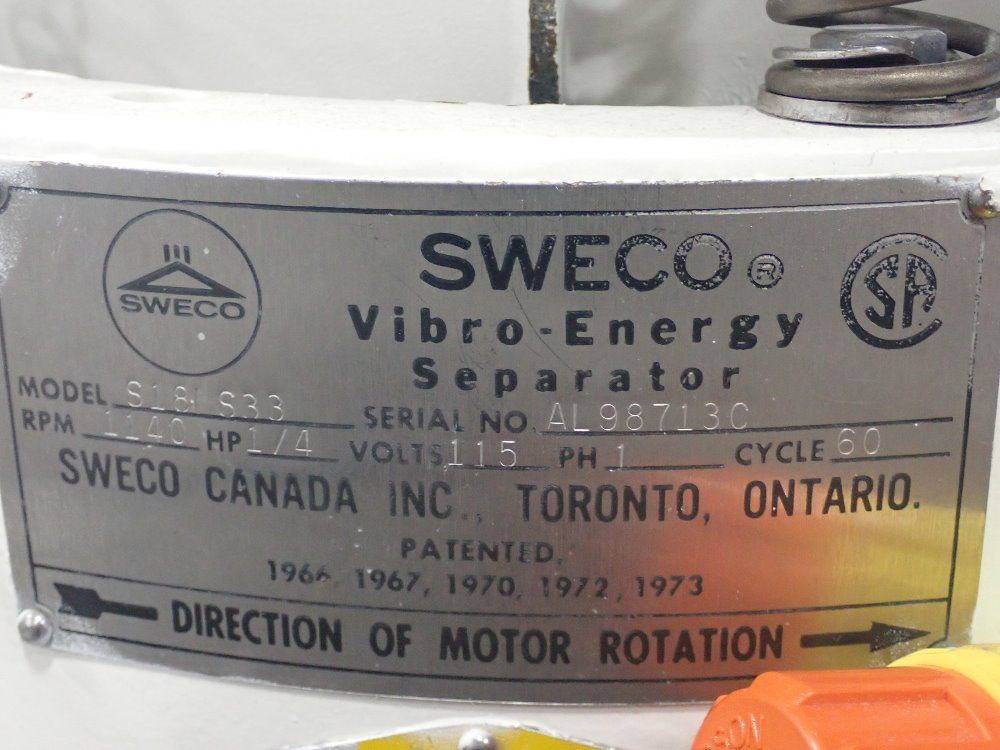 Sweco Canada Inc. Vibro-energy Separator - S18 S33