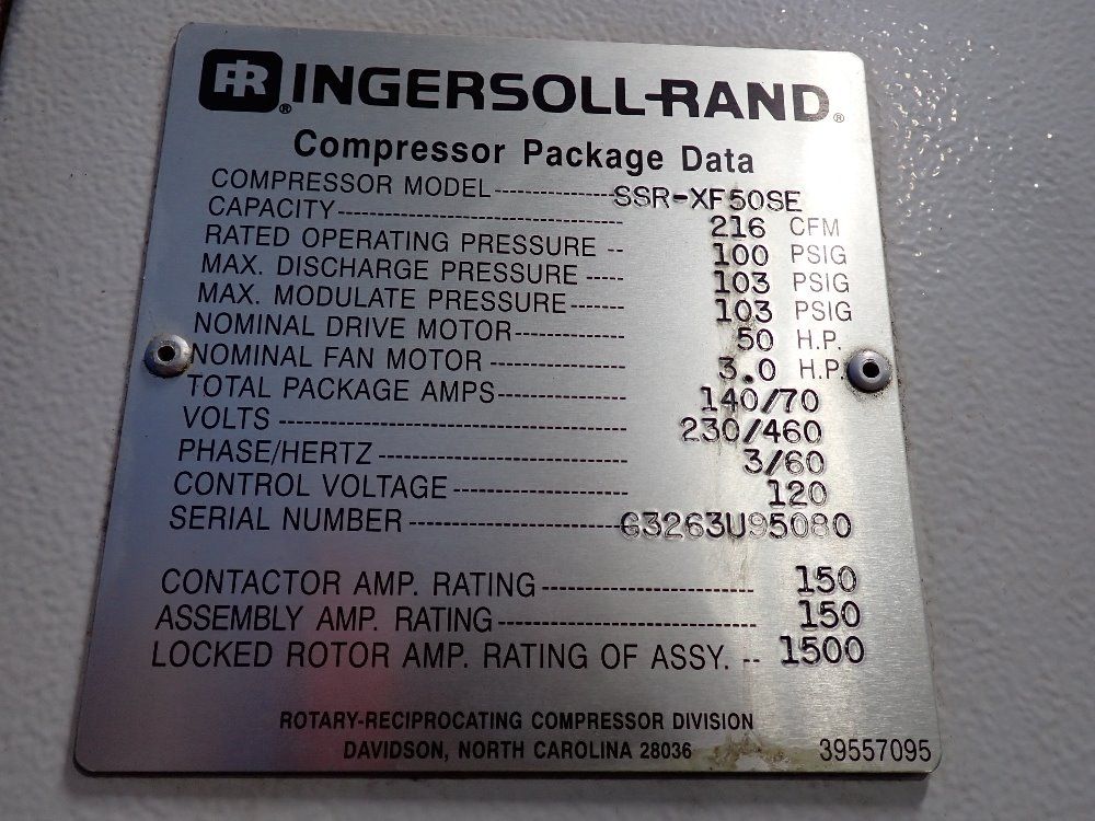 Ingersoll Rand 50 Hp Air Compressor - Ssr-xf50se
