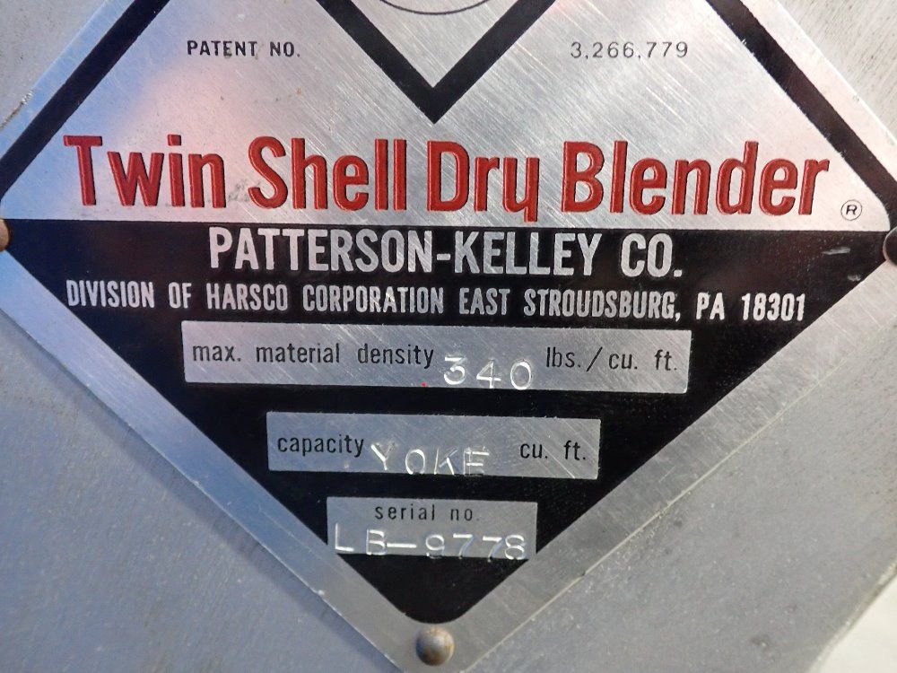 Patterson-kelley Co. Yoke/cu. Ft. Twin Shell Dry Blender