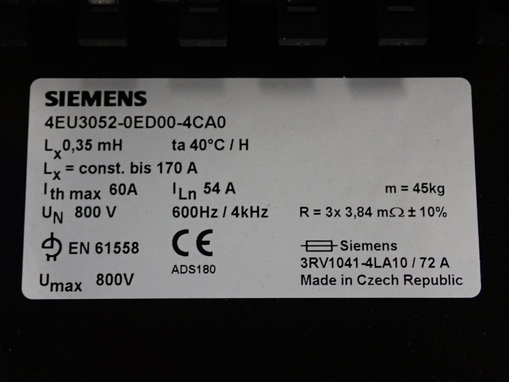 Siemens Output Choke - 4eu3052-0ed00-4ca0