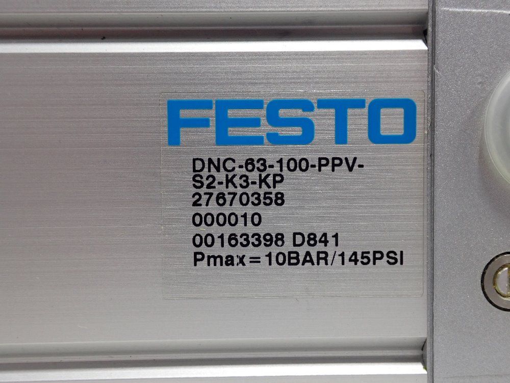 Festo 145psi Pneumatic Cylinder - Dnc-63-100-ppv-s2-k3-kp