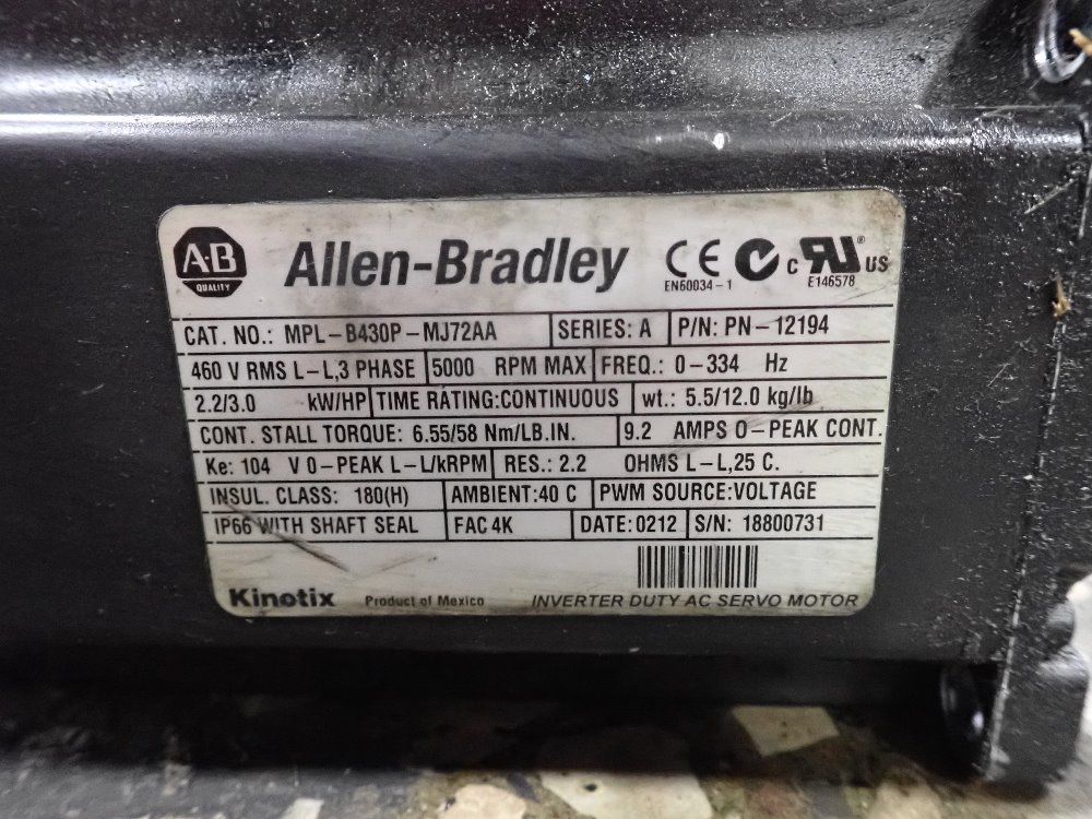 Allen Bradley Servo Motor - Mpl-b430p-mj72aa