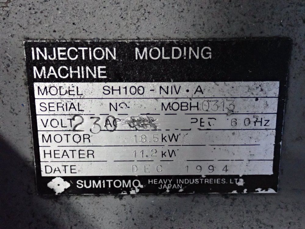 Used Sumitomo Sumitomo Sh100a 100 Ton Injection Molder | HGR Industrial...