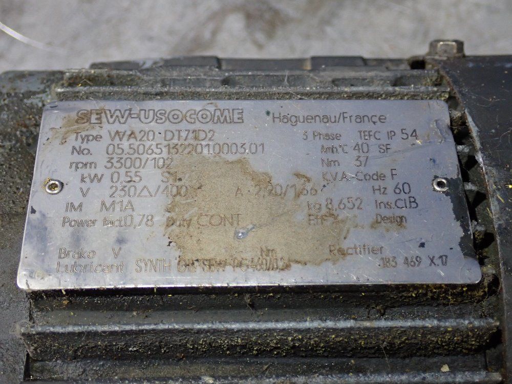 Sew Eurodrive .55 Kw Gear Drive - Wa20dt71d2