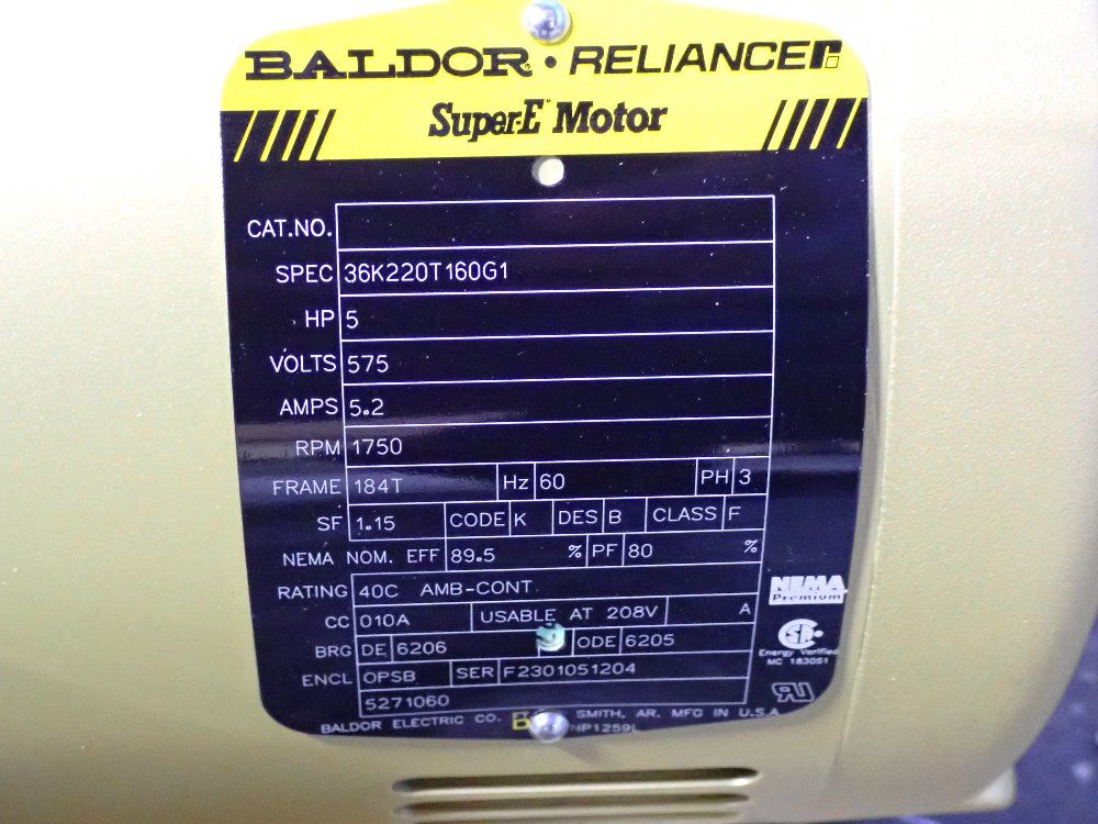 Used Baldor 5 Hp Motor 