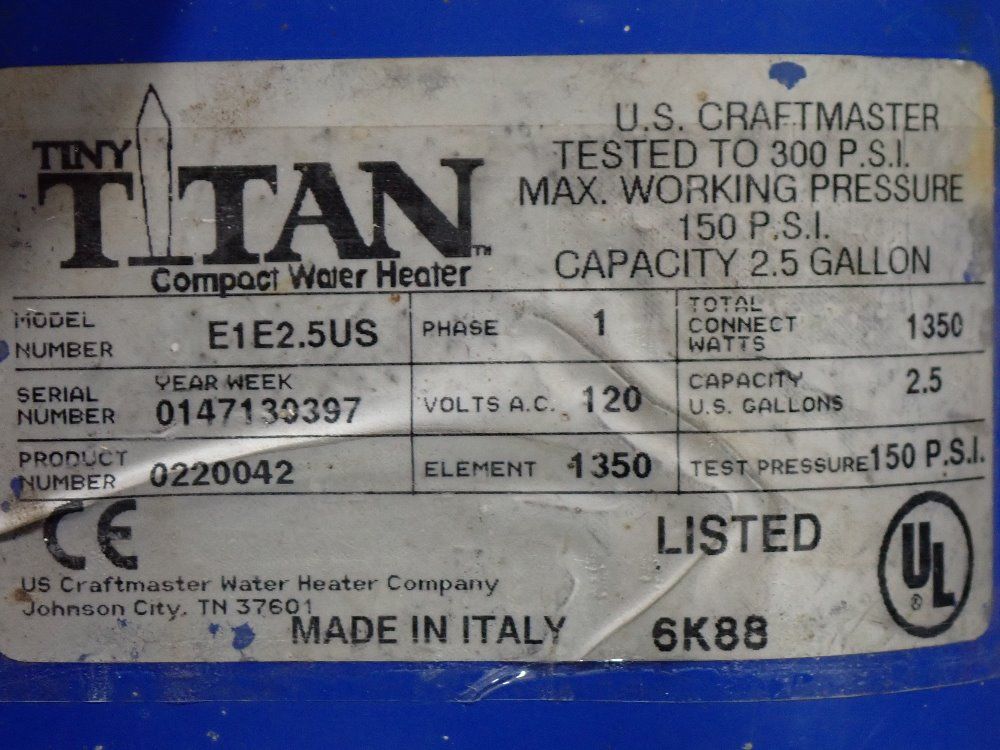 Used Tiny Titan Water Heater | HGR Industrial Surplus