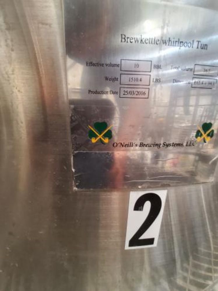 Oneills 10-16.5 Bbl O'neills 10-16.5 Bbl S/s Boil Kettle