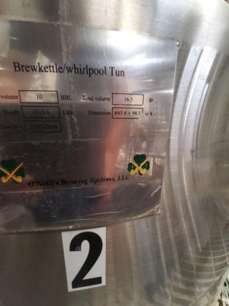 Oneills 10-16.5 Bbl O'neills 10-16.5 Bbl S/s Boil Kettle