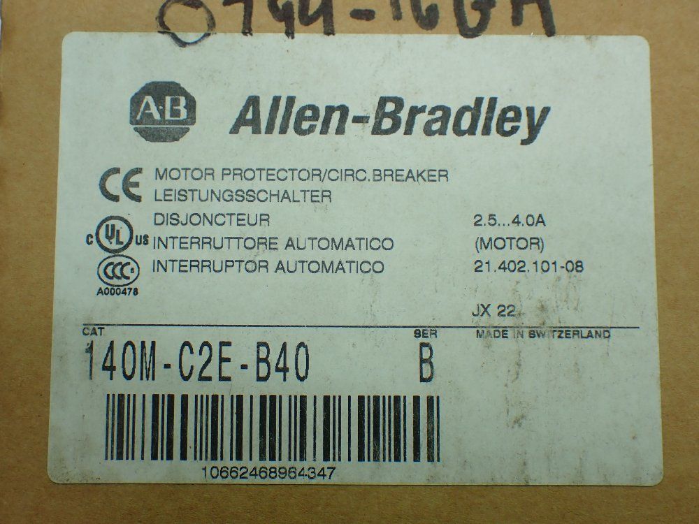 Allen-bradley Motor Protection Circuit Breaker. - 140m-c2e-b40