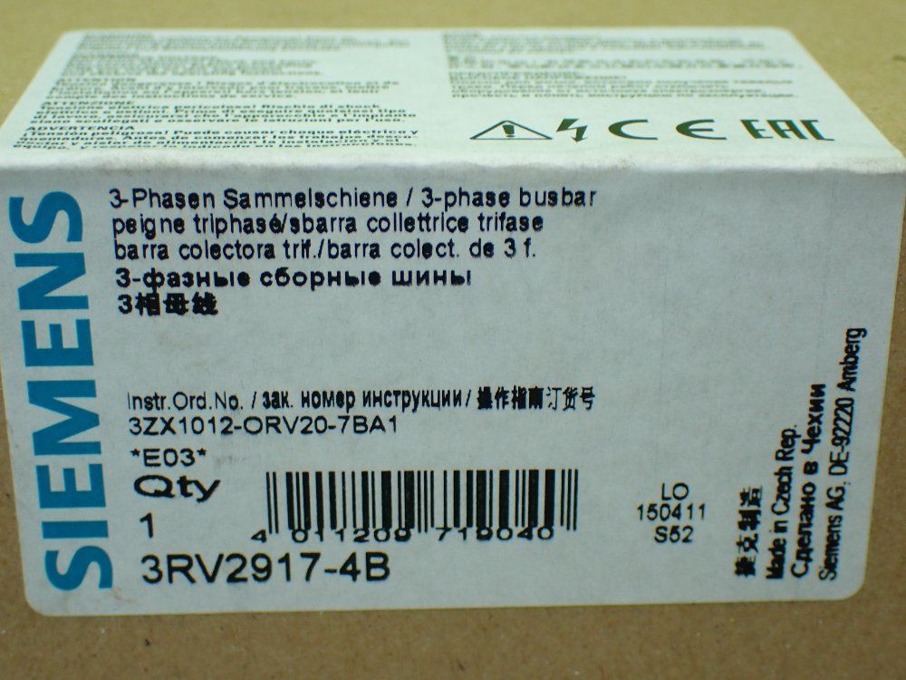 Siemens 3-phase Busbar - 3rv2917-4b