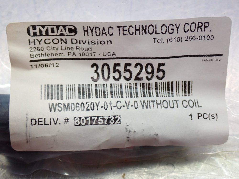 Hydac Solenoid Valve - Wsm06020y-01-c-v-0