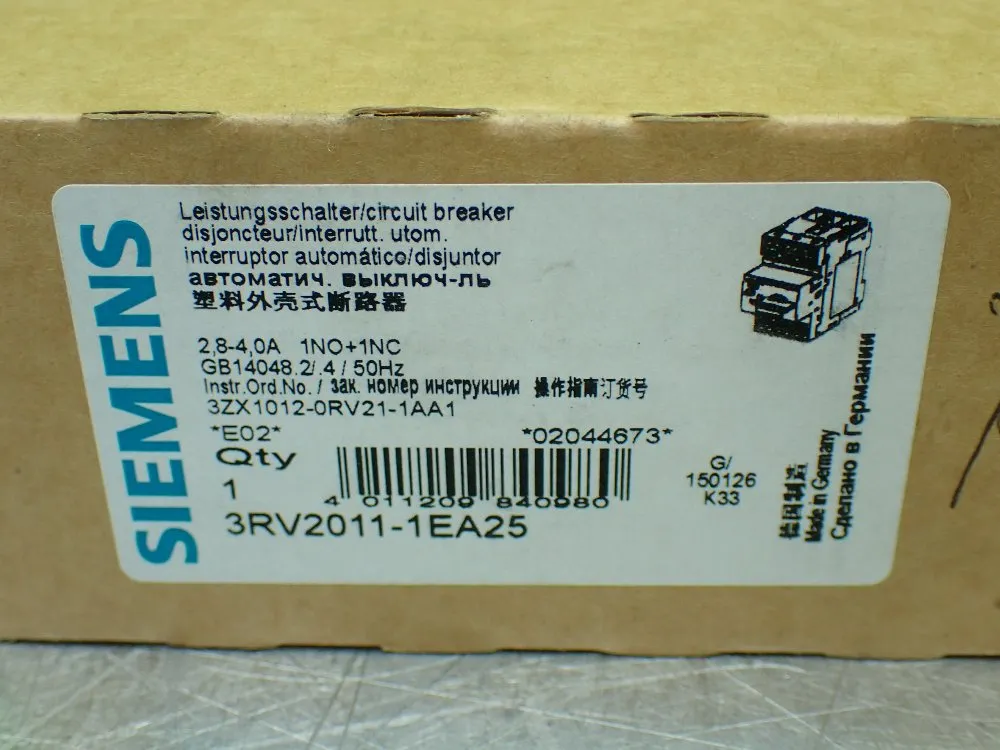 Siemens Circuit Breaker - 3rv2011-1ea25
