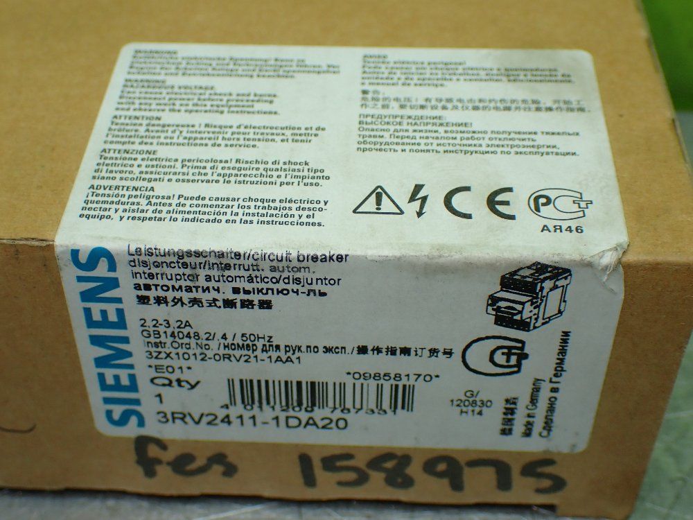 Siemens Circuit Breaker - 3rv2411-1da20