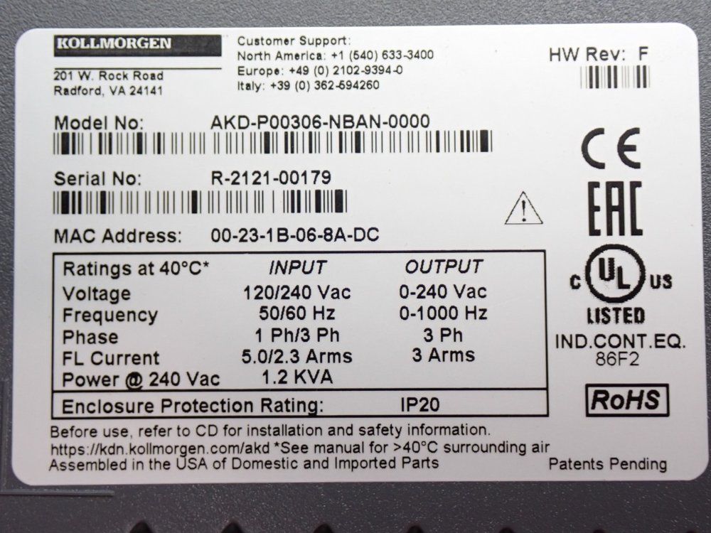 Kollmorgen Brushless Ac Servo Drive