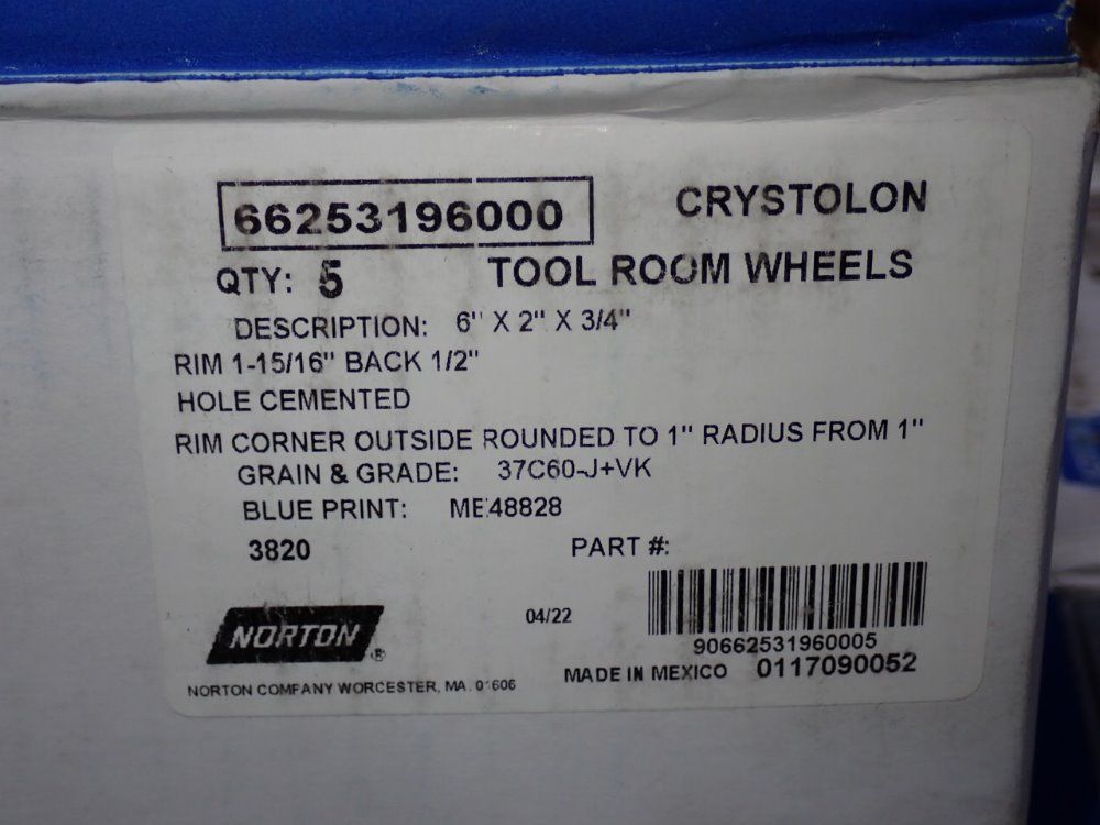 Norton 6" X 2" X 3/4" Abrasive Wheels
