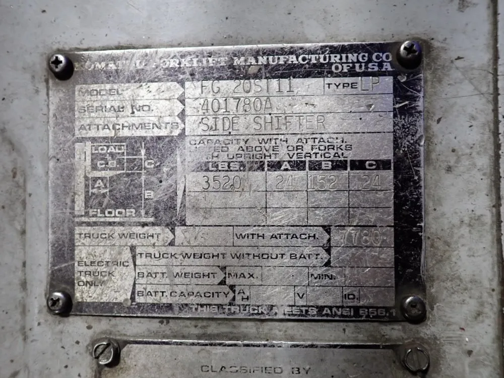 Komatsu 3520 Lbs Fg20st11 Propane Forklift - Fg20st11