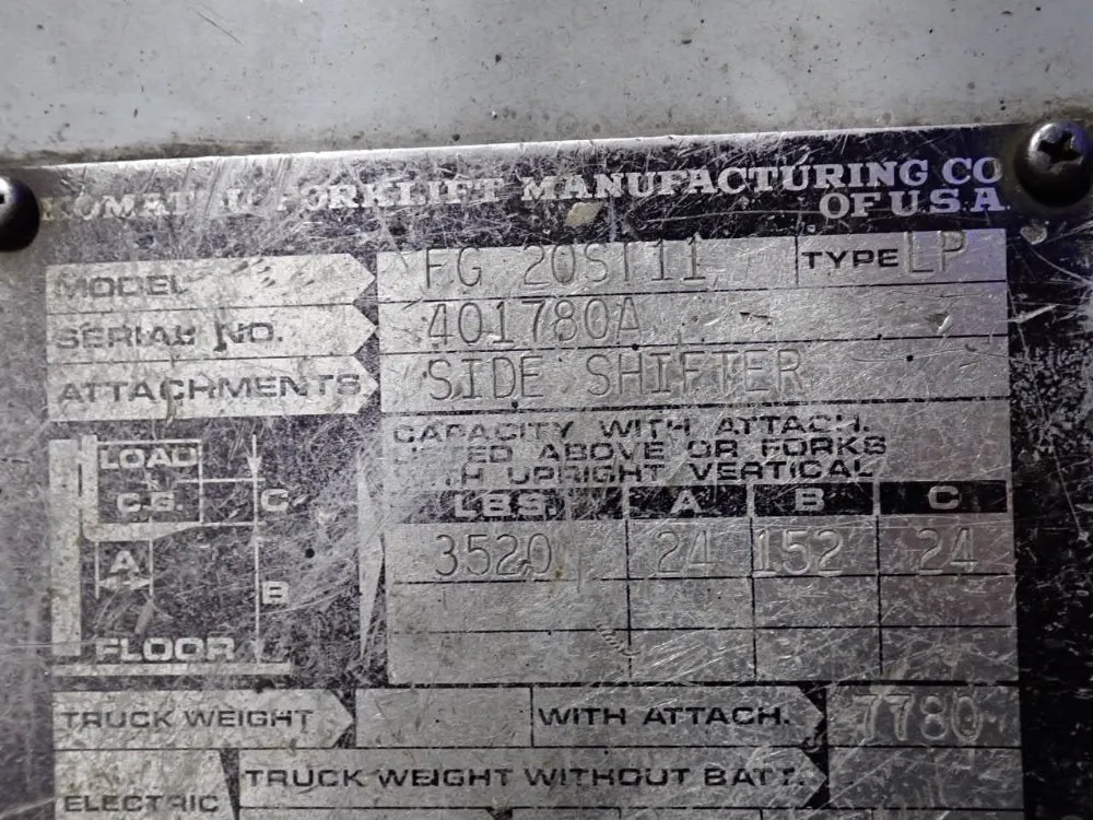 Komatsu 3520 Lbs Fg20st11 Propane Forklift - Fg20st11