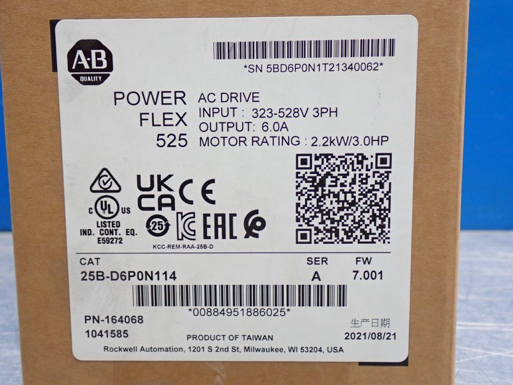 Allen Bradley Power Flex 525 Ac Drive - 25b-d6p0n114