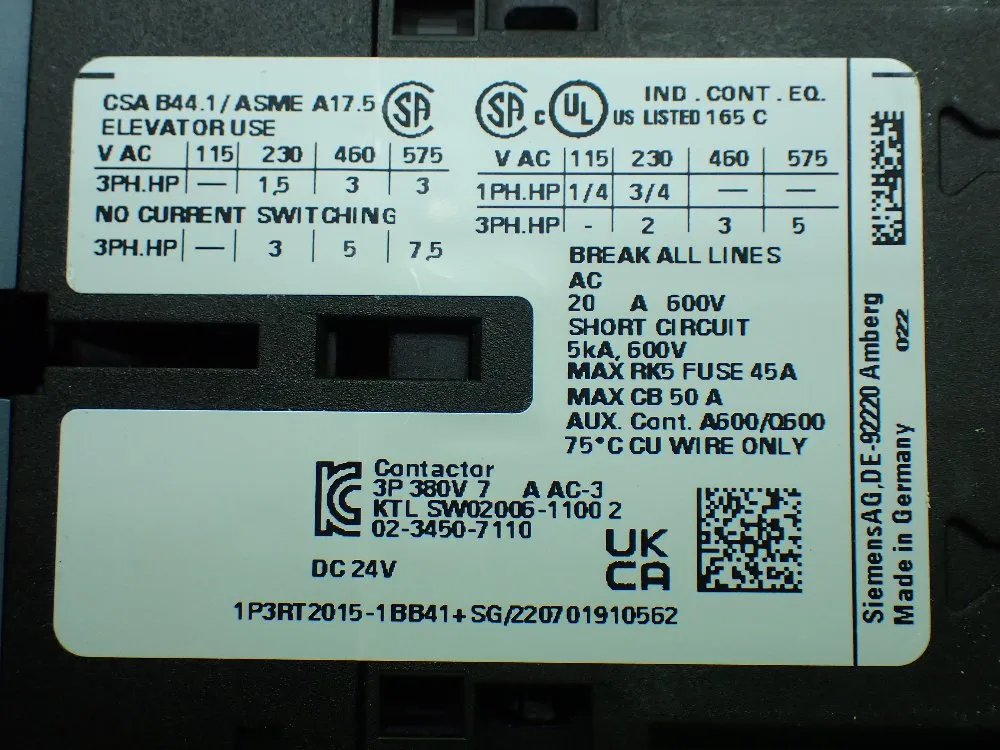 Siemens Power Contactor. - 3rt2015-1bb41