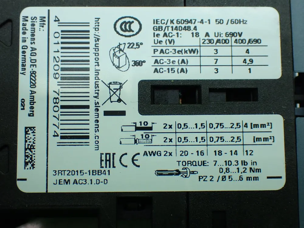 Siemens Power Contactor. - 3rt2015-1bb41