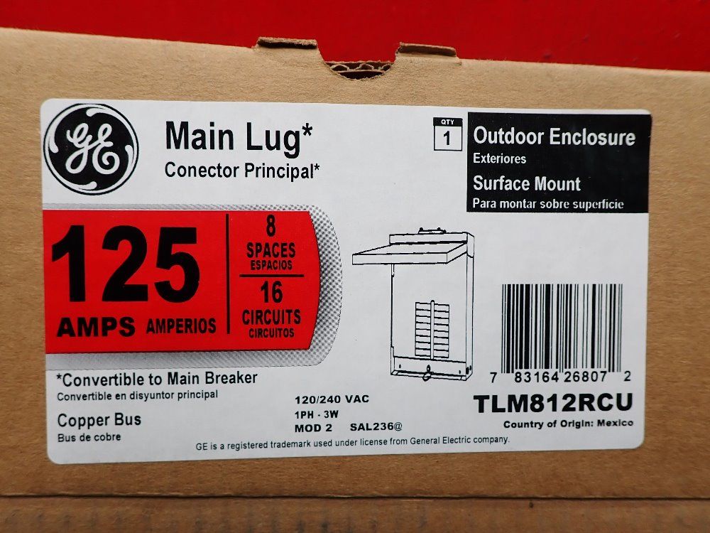 Ge 125 Amps Load Center, Main Lug, Outdoor Enclosure - Tlm812rcu