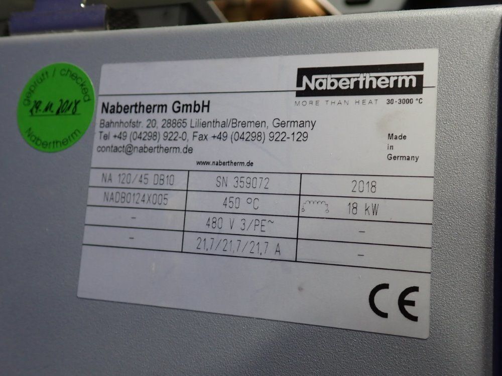 Nabertherm 2018 Nabertherm Na12045d1310 Furnace