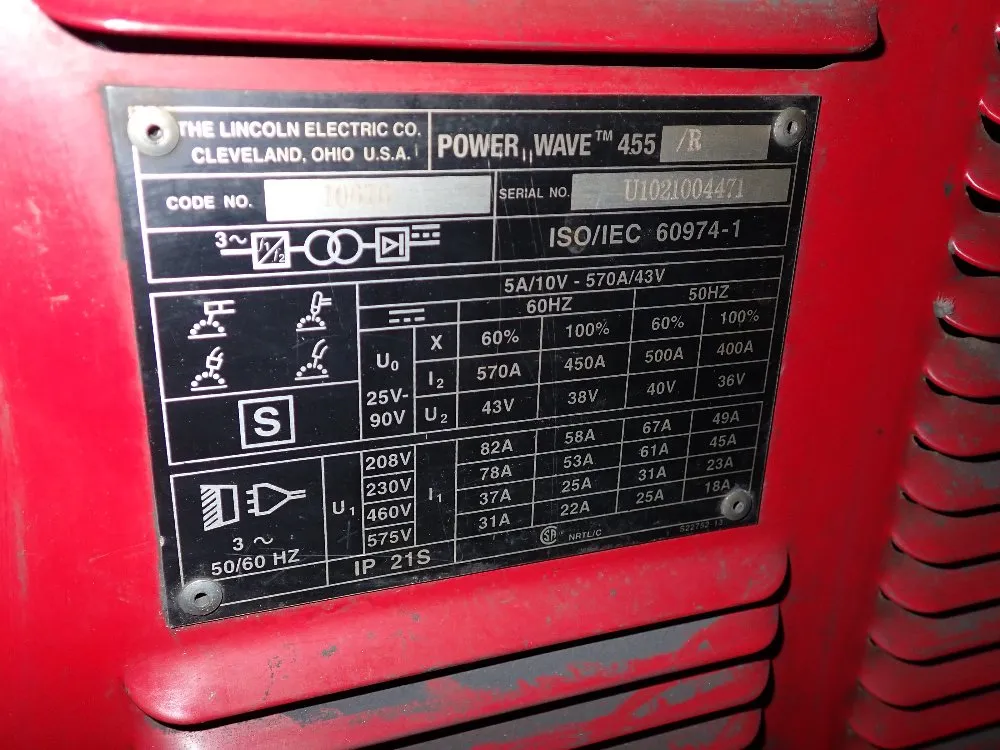 Lincoln Electric 570a Welder - Power Wave 455