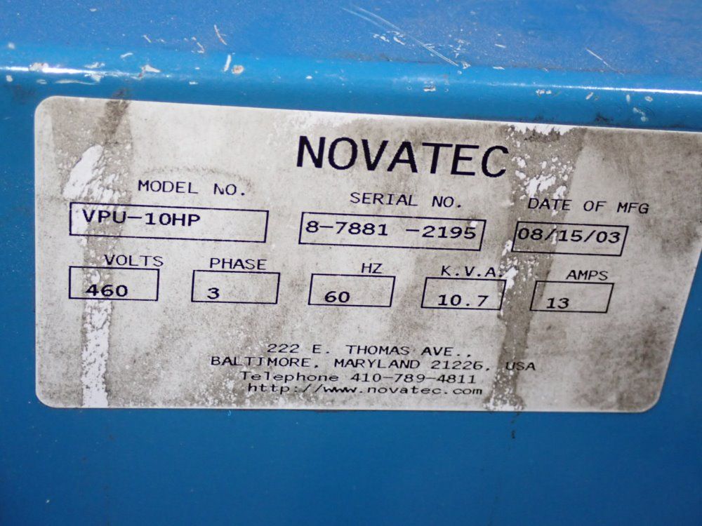 Novatec 2003 Novatec Vpu10hp Vacuum Pump