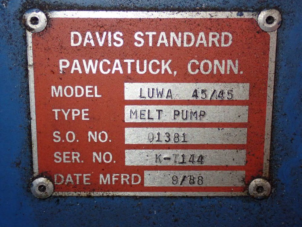 Davis Standard 1988 Davis Standard Luwa 4545 Melt Pump