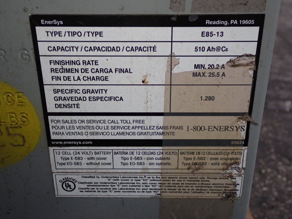 Enersys 510 A.h. E85-13 Forklift Battery - E85-13