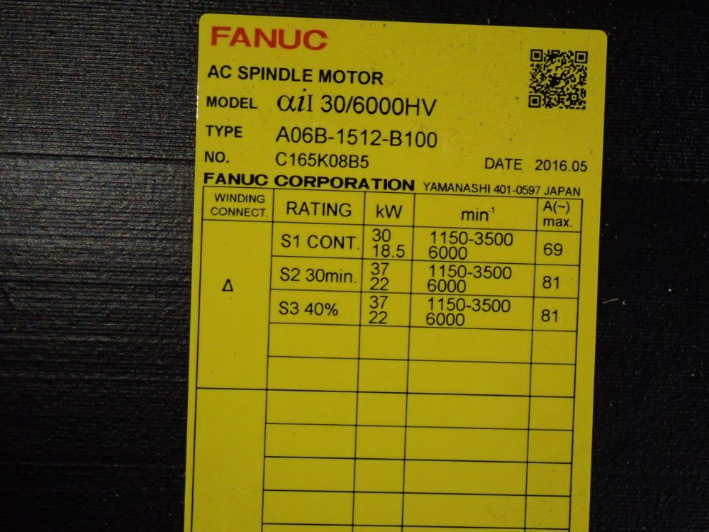 Fanuc 30 Kw 2016 Fanuc A06b-1512-b100 Ac Spindle Motor - A06b-1512-b100