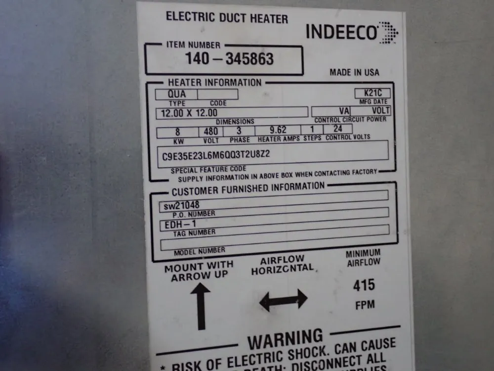  Electric Duct Heater
