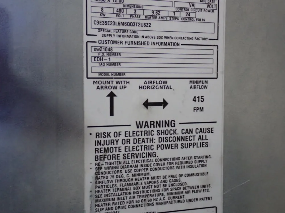  Electric Duct Heater