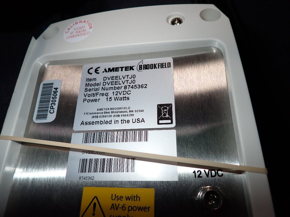 Brookfield Ametek Brookfield Ametek Dveelvtj0 Dve Viscometer