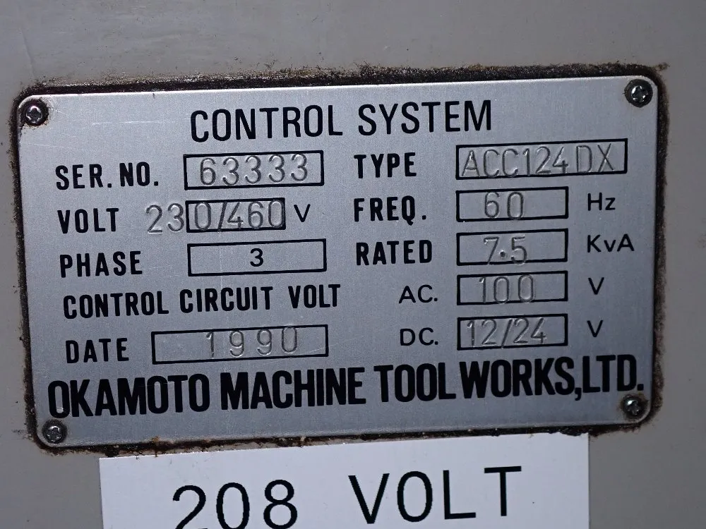 Okamoto 1990 Okamoto Acc124dx Surface Grinder