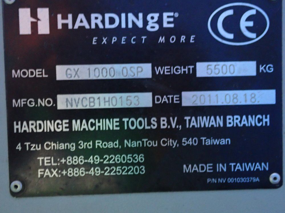 Hardinge 2011 Hardinge Gx1000 0sp Cnc Vmc