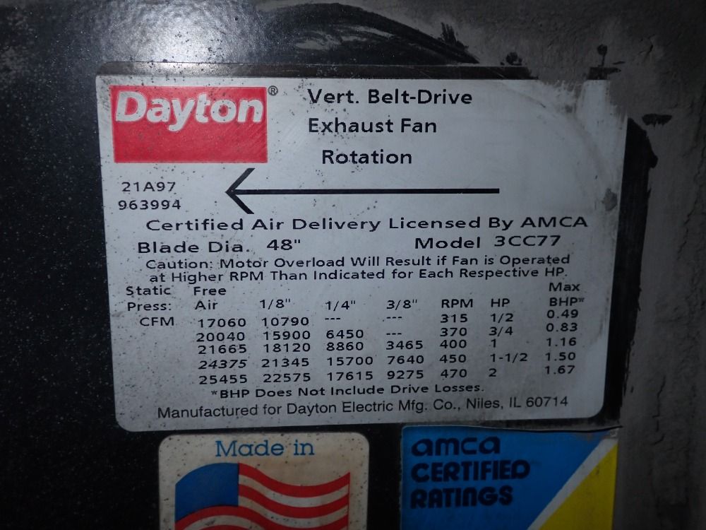 Dayton 1 1/2 Jp Exhaust Fan - 3cc77