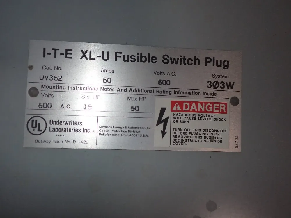 Ite Fusible Bus Plug