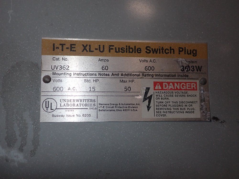 Ite Fusible Bus Plug
