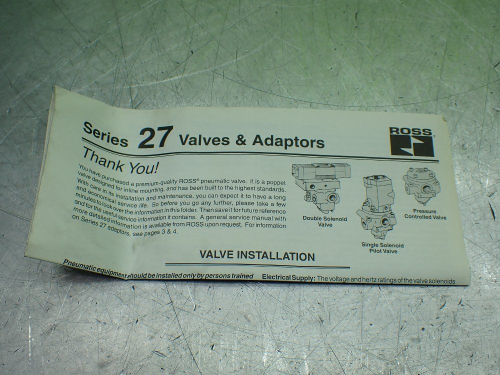 Ross Pressure Control 3way Pneumatic Valve