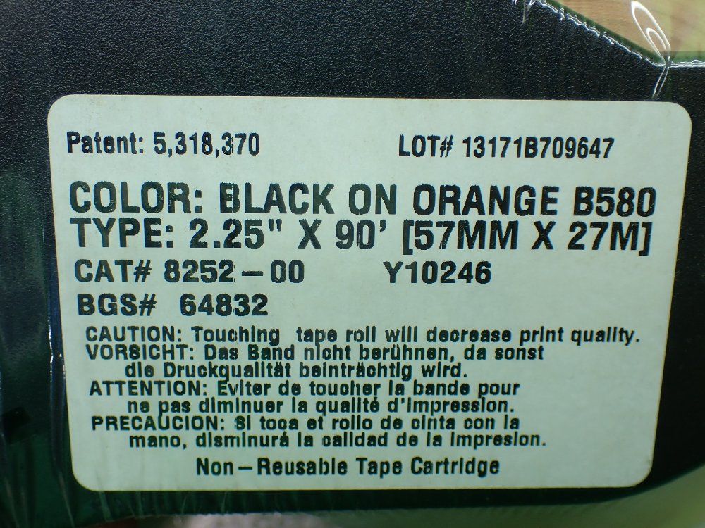 Brady 2.25"x90' Black On Orange Supply Cartridge - 64832
