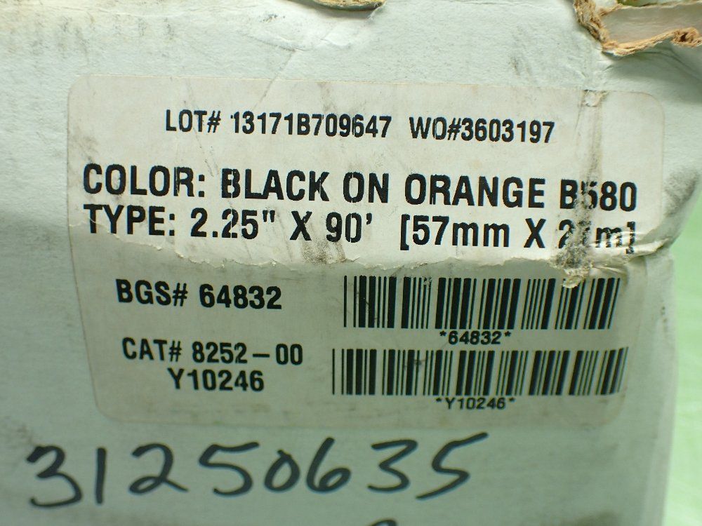 Brady 2.25"x90' Black On Orange Supply Cartridge - 64832