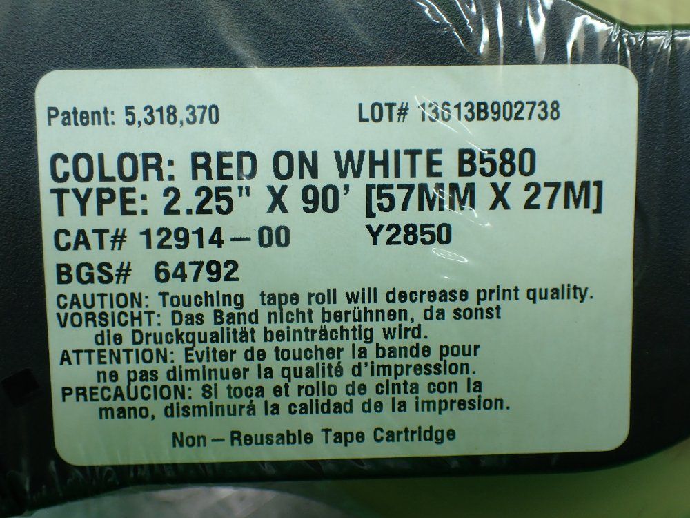 Brady 2.25" X 90' Red On White Supply Cartridge - 64792